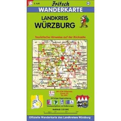 Abbildung von Fritsch Karten, Nr.83, Landkreis Würzburg: Bayerns Weinwinkel in fränkischer Kulturlandschaft. Touristische Hinweise auf der Kartenrückseite (Fritsch Wanderkarten 1:50000)