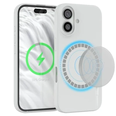 Abbildung von EAZY Case Silikonhülle für iPhone 16 Hülle mit Qi Charging Silikon Schwarz weich stoßfeste Handyhülle Schutzhülle Kameraschutz Dünn Premium Schutz Cover TPU Phone Bumper in Weiß
