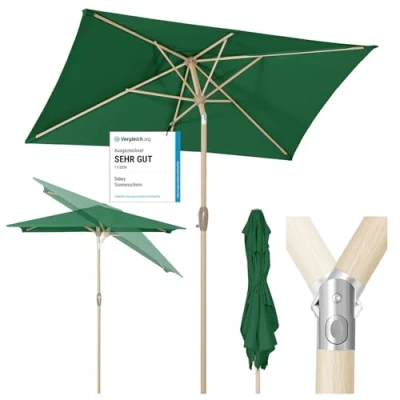 Abbildung von Sekey® 210 x 140 cm Aluminum Sonnenschirm Marktschirm Gartenschirm Terrassenschirm Sonnenschutz UV 50+ Rechteckig