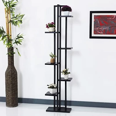 Abbildung von en.casa Blumenständer, Somero Pflanzenregal 150x34x21cm, Schwarz