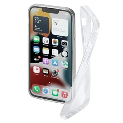 Abbildung von Hama Handyhülle für Apple iPhone 14 Plus „Crystal Clear“ (durchsichtige Hülle aus TPU, flexible Schutzhülle, Handyschutz mit Anti Rutsch Oberfläche) transparent