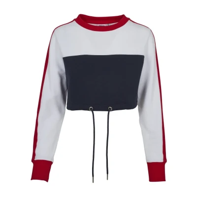 Abbildung von Urban Classics Ladies Sweatshirt, Damen, Größe: Large, Navy/white/fire red