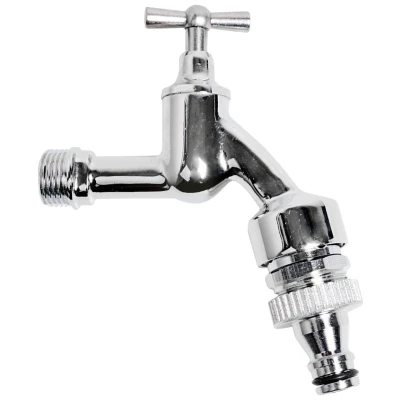 Abbildung von Kirchhoff 2 Wege Ventil, MS Auslaufventil Knebelgriff, 1/2&quot;AG x Gardena Click, Chrom
