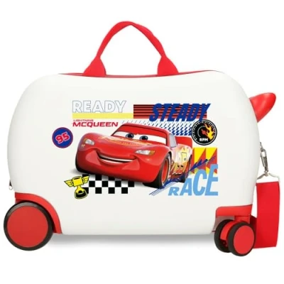 Abbildung von Joumma Disney Cars Lets Race Kabinenkoffer, Kinderkoffer, Harter ABS Kunststoff, seitlicher Kombinationsverschluss, 4 Doppelrollen, Handgepäck, weiß, Kinderkoffer