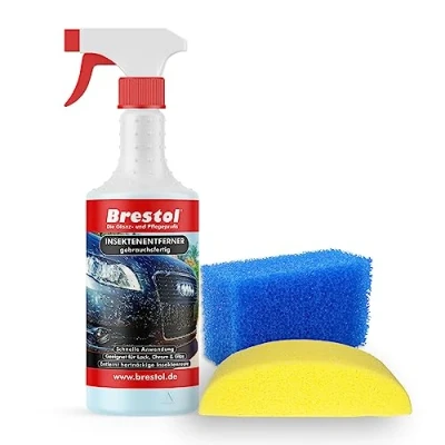 Abbildung von Brestol Insektenentferner Set1 1x 750 ml gebrauchsfertig, Fahrzeugschwamm, Insektenschwamm Insektenlöser Polycarbonat geeigneter Vogelkotentferner Spezialreiniger alkalisch