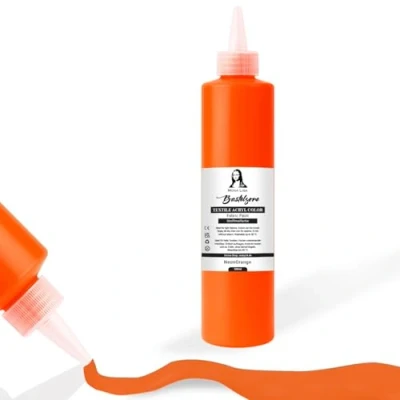 Abbildung von Stofffarbe 500ml. Waschfeste Textilfarbe. T Shirt Farbe für helle Stoffe. Waschmaschinenfest, Waschbeständig. Textilmalfarbe, Stoffmalfarbe. (Neon Orange)