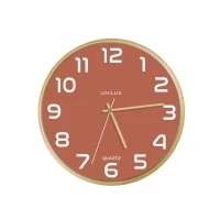Abbildung von Unilux Moderne Holzrahmen Wanduhr BALTIC, Rotes Ziffernblatt 31cm, Ohne Ticken