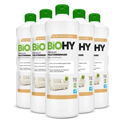 Abbildung von BiOHY Premium Polsterreiniger (6 x 1 Liter) Bio Konzentrat für Polstermöbel, Sofas, Teppiche &amp; Textilien Nasssauger andere Geräte geeignet geruchslösender Fleckentferner