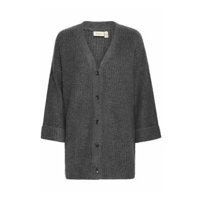 Abbildung von Fransa Beverly CAR Strickjacke, Damen, Größe: Large, Charcoal melange