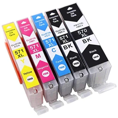 Abbildung von Bergsan 5 Druckerpatronen kompatibel mit Canon PGI 570 CLI 571 XL für Pixma MG5700 MG5750 MG5751 MG5752 MG5753 MG6800 MG6850 MG6851 MG6852 TS5000 TS5050 TS5051 TS5053 TS5055 TS6050 TS6051