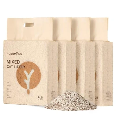 Abbildung von FUKUMARU Tofu Katzenstreu 10.8kg, Klumpstreu für Katzen, Staubfrei und Leicht klumpend, Gemischtes Apfelholzpellets, Geruchskontrolle, spült in der Toilette, Geringe Rückstände