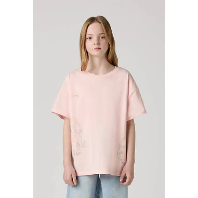 Abbildung von Levi&#039;s Oversize Embroidery Floral Tshirt print für Kinder, Größe: 158, English rose