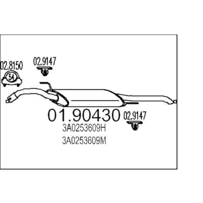 Abbildung von MTS 01.90430 Endschalldämpfer 1320 VOLKSWAGEN: Passat B3/B4 Variant, Limousine
