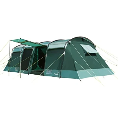 Abbildung von Skandika Tunnelzelt Montana 8 Personen Camping Zelt mit/ohne eingenähten Zeltboden, Sleeper Technologie, 3 4 Schlafkabinen, 5000 mm Wassersäule, Moskitonetze großes Familienzelt