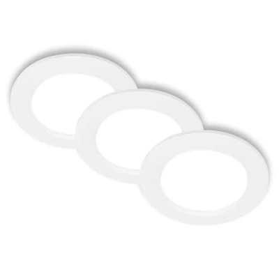 Abbildung von BRILONER 3er Set LED Einbaustrahler 230V flach, neutralweißes Licht, je 6W 660lm, Spot, Deckenspots, Spots 230V, Einbauleuchten, Einbauspots LED, Deckenstrahler, 68mm, 120x28mm (DxH), Weiß