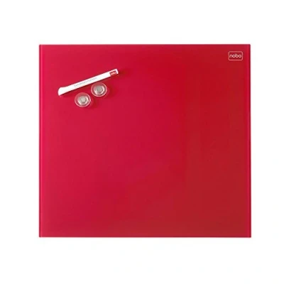 Abbildung von Nobo Glas Whiteboard Kleine Magnetische Wandtafel, Trocken Abwischbare Oberfläche, Rahmenlos, Unsichtbare Wandmontage, 450 x mm, Inkl. Markerstift und Magneten, Rot, 1903955