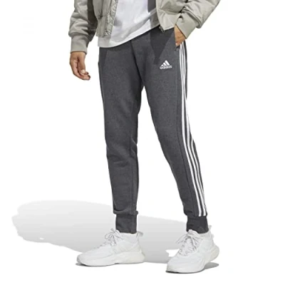 Abbildung von Pantalon Mann Adidas Essentials French Terry Tapered Cuff 3 Stripes Grau