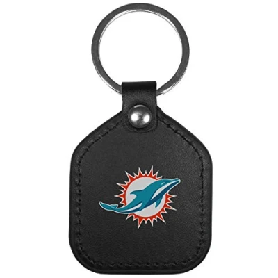 Abbildung von Siskiyou Sports NFL Miami Dolphins Unisex Leder Square Schlüsselanhänger, Schwarz, Einheitsgröße