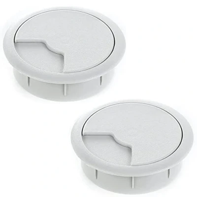 Abbildung von sossai® Kabeldurchführung KDM2 (2 Stück) Kabeldurchlass/Schreibtischkanal für Schreibtische, Büro &amp; Arbeitsplatten Farbe: Grau Durchmesser: 60 mm Material: Kunststoff