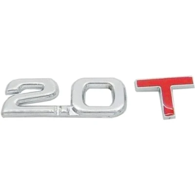 Abbildung von Schriftzug 2.0 T Metall Emblem Logo Auto Sticker Aufkleber Silber Rot