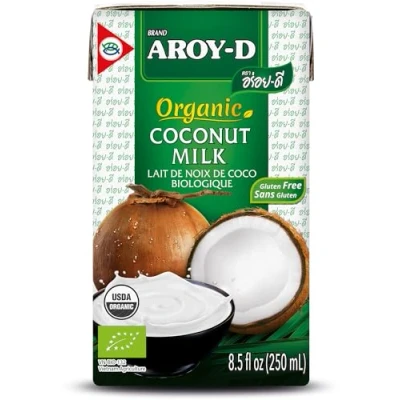 Abbildung von Aroy D Bio Kokosnussmilch Kokosmilch zum Kochen und Backen Ideal für Desserts, Suppen, Smoothies Cocktails 6 x 250 ml