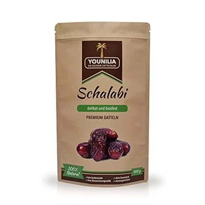 Abbildung von Schalabi Datteln aus Medina 450g I Medinadattel ohne Konservierungsstoffe vegan Sonnengetrocknete Getrocknete Acve Madina