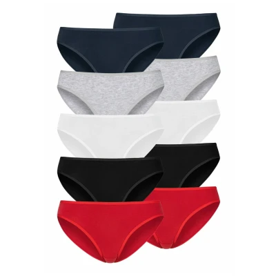 Abbildung von Lascana 10 PACK Bikinihose, Damen, Größe: 48/50, Rot/schwarz/weiß/grau meliert /navy