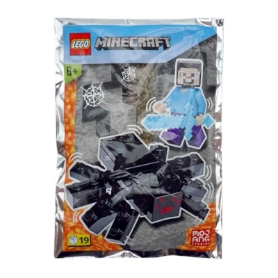 Abbildung von Lego Minecraft: Steve Minifigur mit Spitzhacke und Spinne Bausatz für Kinder Sammler