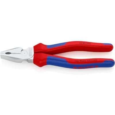 Abbildung von Knipex 02 05 200, Elektrikerzange, 2,5 cm, Stahl, Kunststoff, Blau, Rot, 200 mm