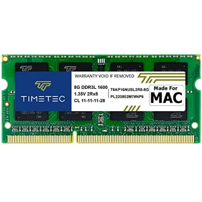 Abbildung von Timetec 8 GB kompatibel für Apple DDR3L 1600 MHz PC3L 12800 MAC Book Pro (Anfang/Ende 2011, Mitte 2012), iMac (Mitte Ende 2012, Anfang/Ende 2013, 2014, 2015), Mini (2011/2012) RAM