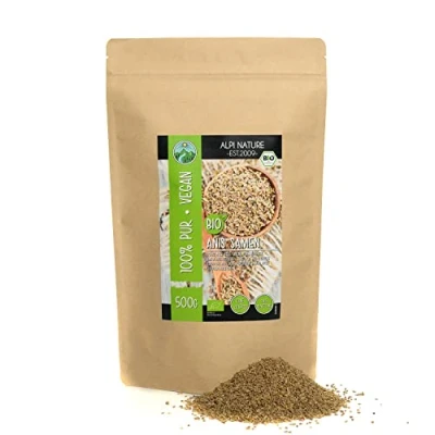 Abbildung von BIO Anis ganz (500g), Anissamen, aus kontrolliert biologischem Anbau, glutenfrei, laktosefrei, laborgeprüft, vegan, 100% naturrein ohne Zusätze, Anistee