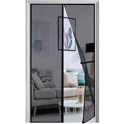 Abbildung von Panngu Fliegengitter Balkontür Magnet 85x200cm, 2024 Verstärkt Fliegenvorhang Terrassentür Magnete Türe Ohne Bohren, Fliegennetz Balkon Insektenschutz Tür, Magnetische Moskitonetz Vorhang Schwarz