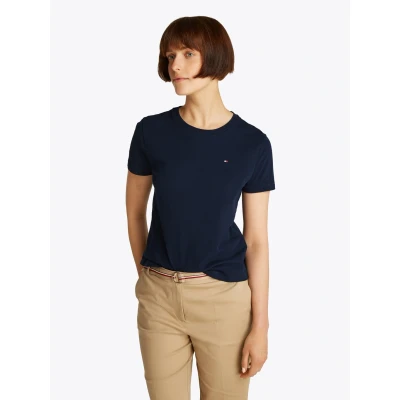 Abbildung von Tommy Hilfiger Rundhalsshirt &quot;SLUB REG C NK SS&quot;, mit Flammgarn Struktur, Logostickerei