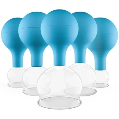Abbildung von pulox Schröpfgläser Set aus Echtglas 5 Stück. diverse Größen Blau St