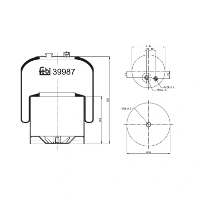 Abbildung von FEBI BILSTEIN 39987 Federbalg, Luftfederung MERCEDES BENZ: ACTROS MP2 / MP3