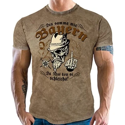 Abbildung von LOBO NEGRO® T Shirt für Trachten Bayern Fans im Used Vintage Retro Look Des samma mia