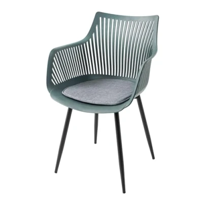 Abbildung von riess ambiente 4 Fußstuhl SIGNUM salbei / schwarz (Einzelartikel, 1 St), Esszimmer · Kunststoff Stahl mit Armlehne Garten/Balkon Design
