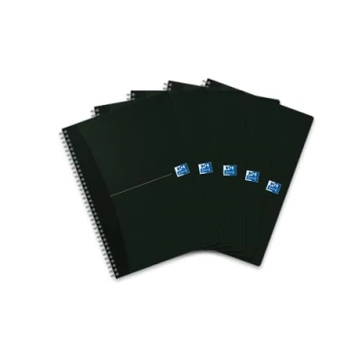 Abbildung von Oxford Spiral Notizbuch A4 liniert, 180 Seiten, smart black/schwarz, 5er Pack