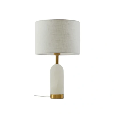 Abbildung von Lindby Tischlampe Alabaster, weiß/gold, Ø 30 cm, Marmor, E27