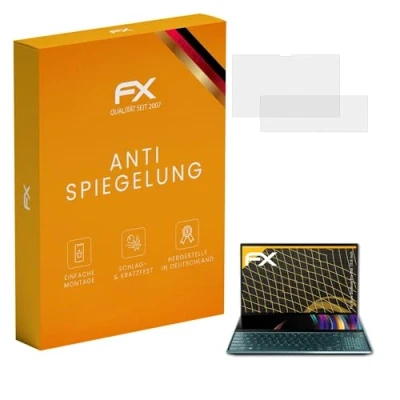 Abbildung von atFoliX Panzerfolie kompatibel mit Asus ZenBook Pro Duo 15.6 inch Schutzfolie, entspiegelnde und stoßdämpfende FX Folie (2er Set)