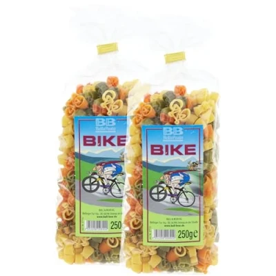 Abbildung von Bull &amp; Bear bunte Fahrrad Nudeln, 2x 250g, Motivnudeln aus Hartweizengrieß, handgefertigt in deutscher Manufaktur, Pasta Geschenk