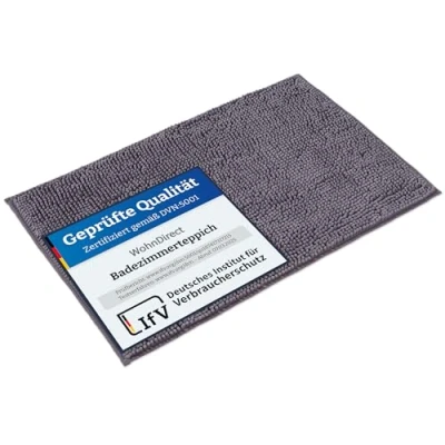 Abbildung von WohnDirect Badematte 50x80cm Grau rutschfest &amp; Waschbar Badezimmerteppich zum Set kombinierbar, Badvorleger, WC Garnitur, Badteppich