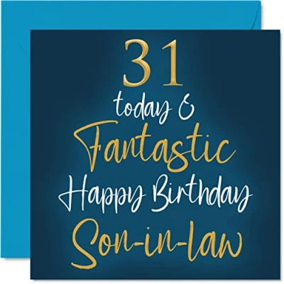 Abbildung von Stuff4 Fantastische Geburtstagskarte zum 31. Geburtstag für Schwiegersohn 31 Today &amp; Fantastic Happy Birthday Karte aus Schwiegersohn, Geburtstagsgeschenk, 145 mm x
