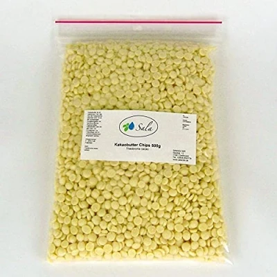 Abbildung von Sala Kakaobutter Chips Pastillen Lebensmittelqualität konv. 500 g Beutel