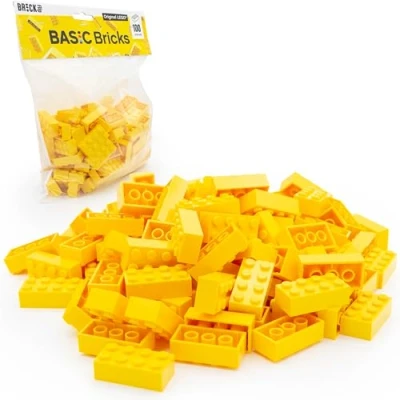 Abbildung von Lego Steine Classic, Gelb, 2x4 Bausteine, 100 Stück Einzelteile Starterset oder Erweiterung für Legosteine Box und Platte Basic Bricks (3001)