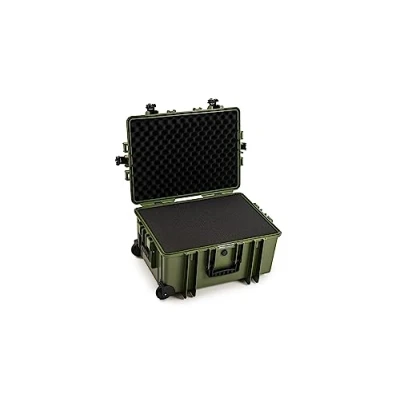 Abbildung von B&amp;W Transportkoffer Outdoor Typ 6800 Bronze Grün mit Würfelschaum, Trolley Koffer, ideal auf Tour wasserdicht nach IP67 Zertifizierung, staubdicht, bruchsicher und unverwüstlich