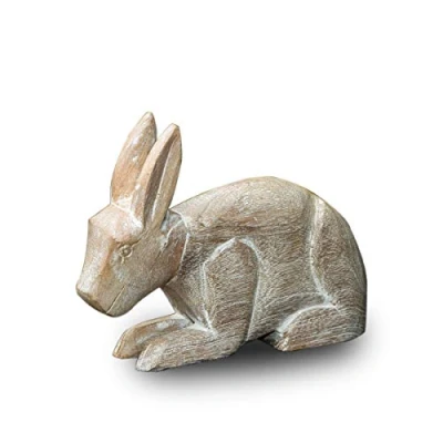 Abbildung von Antikas Hasen Figur Gartenfigur Holzfigur Tiere Tierfiguren Dekoration 22 cm x 26,5