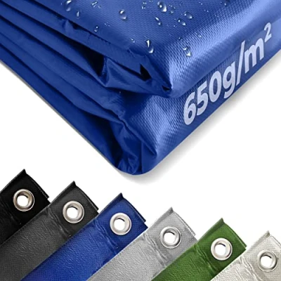 Abbildung von Jago® Abdeckplane 650 g/m², 2x3/3x5/3x6/4x3/4x5/4x6/4x7/4x8/5x6/5x7/5x8 m, Wasserdicht &amp; Reißfest, mit Ösen, Farbwahl, PVC Schutzplane, LKW Plane Gewebeplane, Regenplane (Blau, 5 x 8 m)