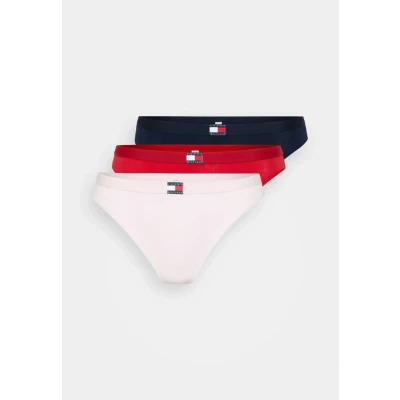 Abbildung von Tommy Hilfiger FLAG Thong 3 PACK String, Damen, Größe: 42 44, Primary red/pink/navy