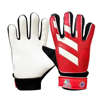 Abbildung von ARSUK Fußball Torwarthandschuhe für Jungen Kinder Kinder, Torwart Training Handschuhe mit Super Grip Latex Palmen, L:20cm B:10cm Größe: 6